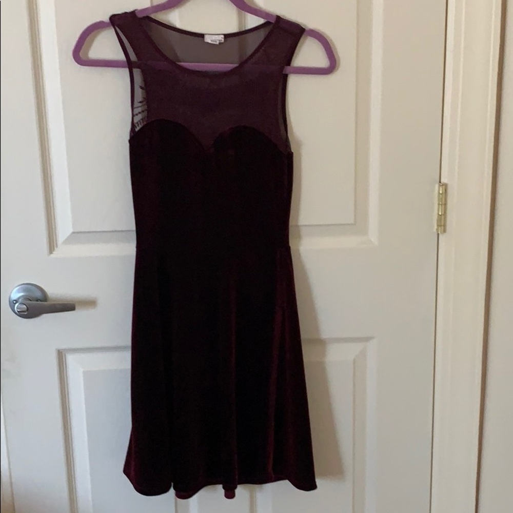Burgundy Red Velvet Dress